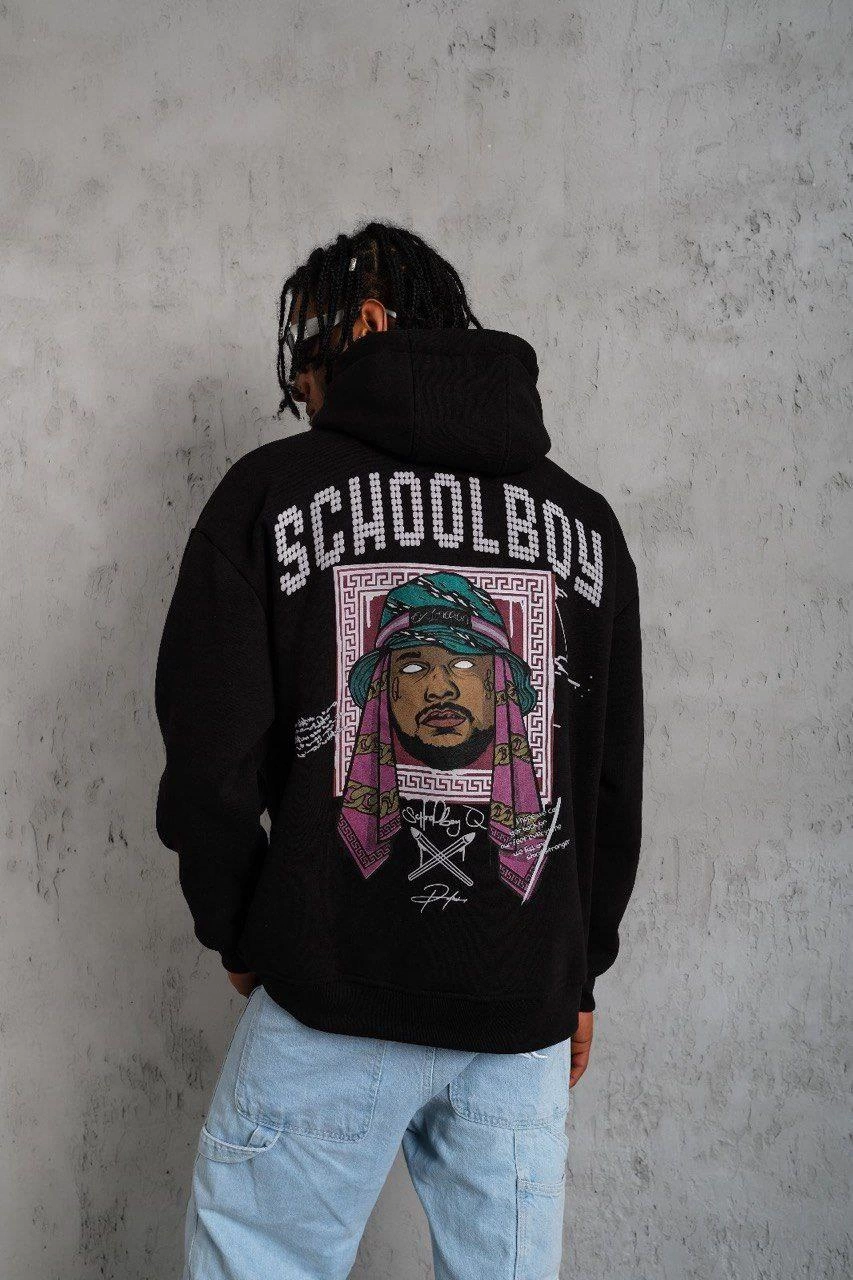 SCHOOL BOY Baskılı Kapüşonlu Sweat - Siyah -