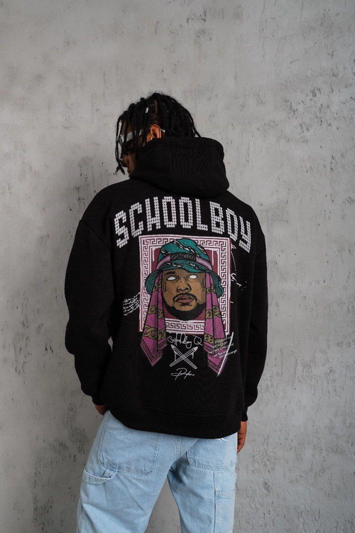SCHOOL BOY Baskılı Kapüşonlu Sweat - Siyah -