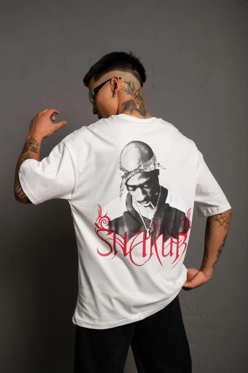 Orijinal :   Oversize Tişört -  Bisiklet Yaka, Ön  Arka Baskılı, Streetwear Tarzı -