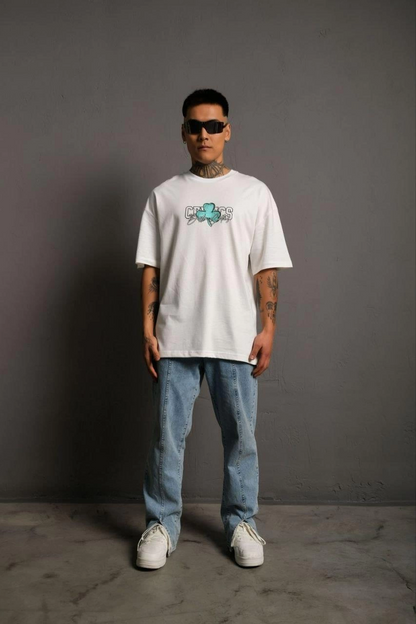 Sırt Baskılı T-shirt - Beyaz -