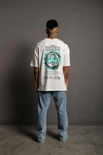 Sırt Baskılı T-shirt - Beyaz -