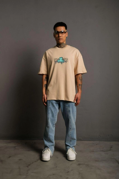 Sırt Baskılı T-shirt - Bej -