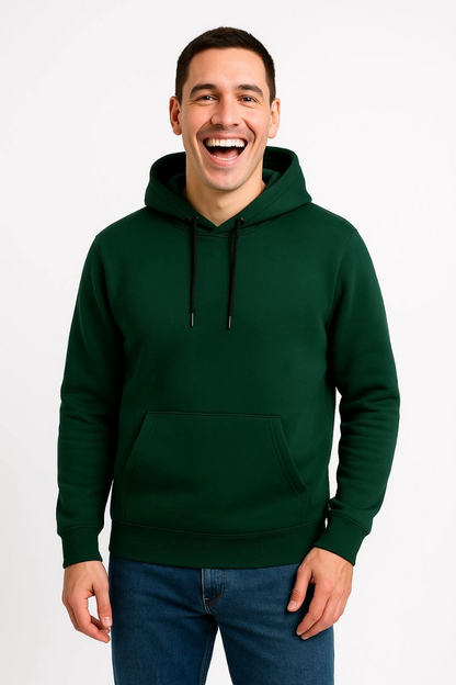 Üç İplik Kapüşonlu Kanguru Cepli SweatShirt hoodie - Haki -