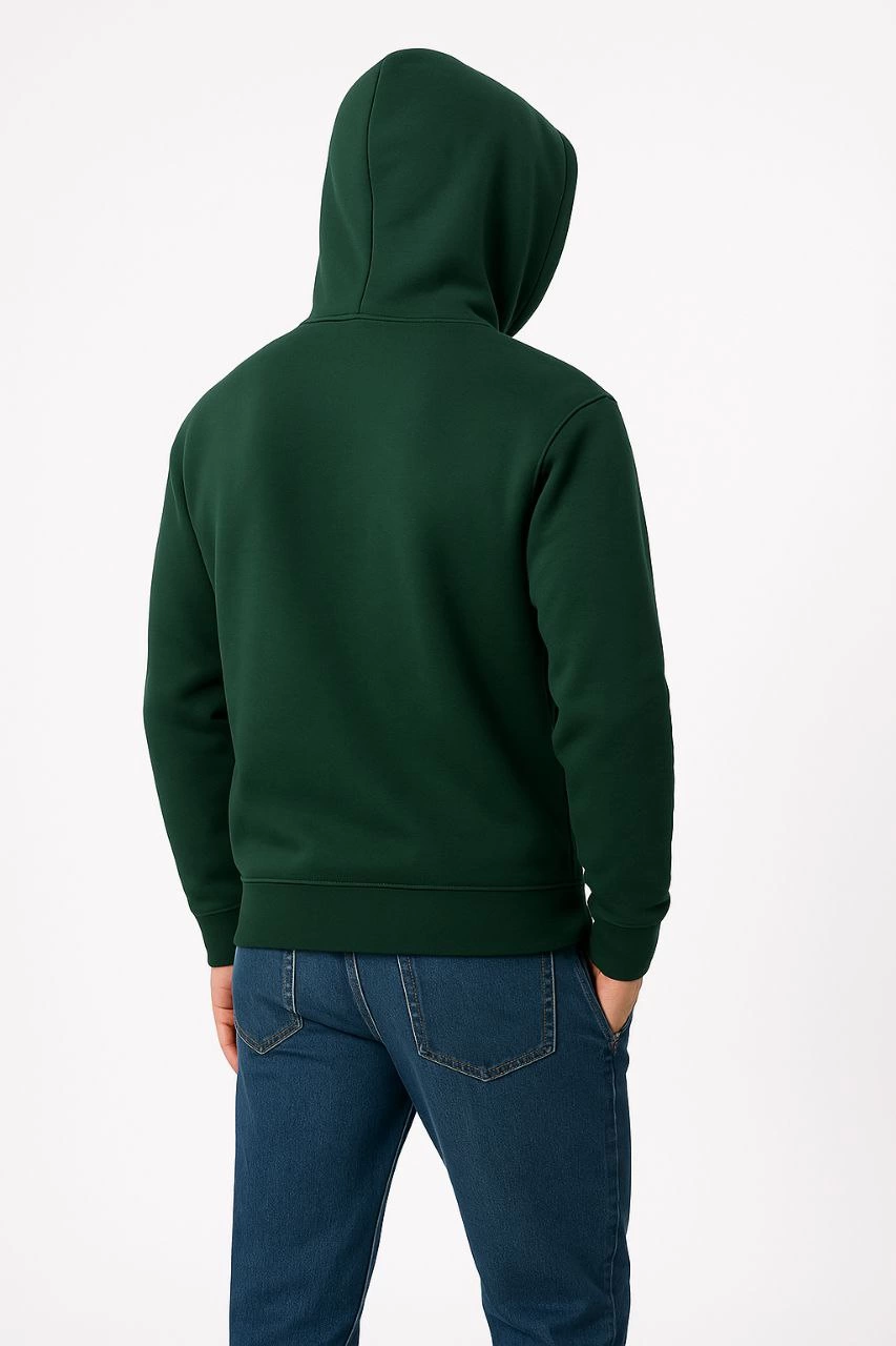 Üç İplik Kapüşonlu Kanguru Cepli SweatShirt hoodie - Haki -