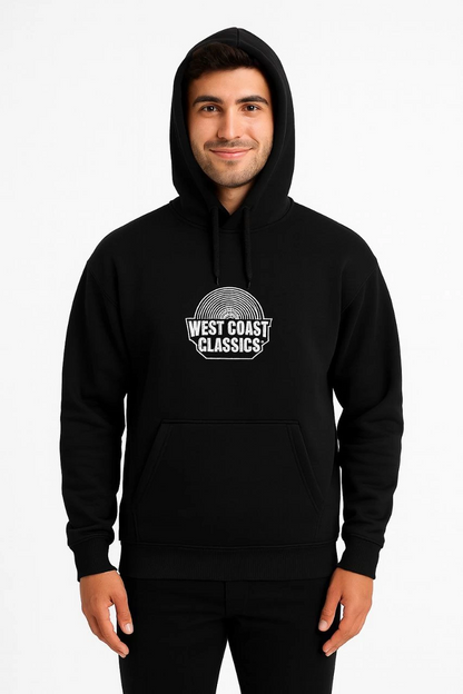 Kapşonlu Sweatshirt - 'West Coast Classics' Ön  Arka Baskılı,- Siyah -