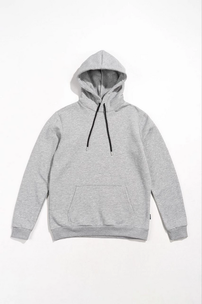 Uzun Kol Kapşonlu Basic Sweatshirt hoodie - Gri