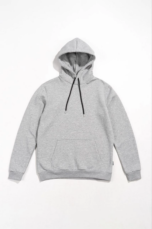 Uzun Kol Kapşonlu Basic Sweatshirt hoodie - Gri