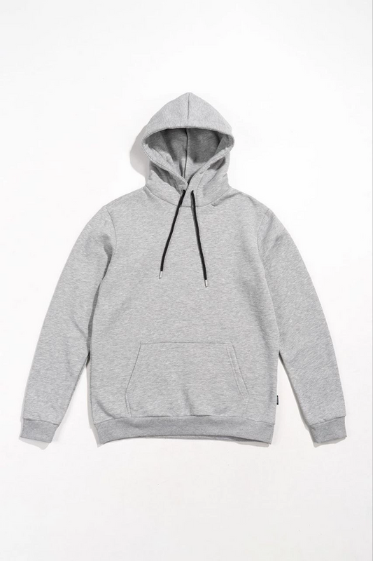 Uzun Kol Kapşonlu Basic Sweatshirt hoodie - Gri
