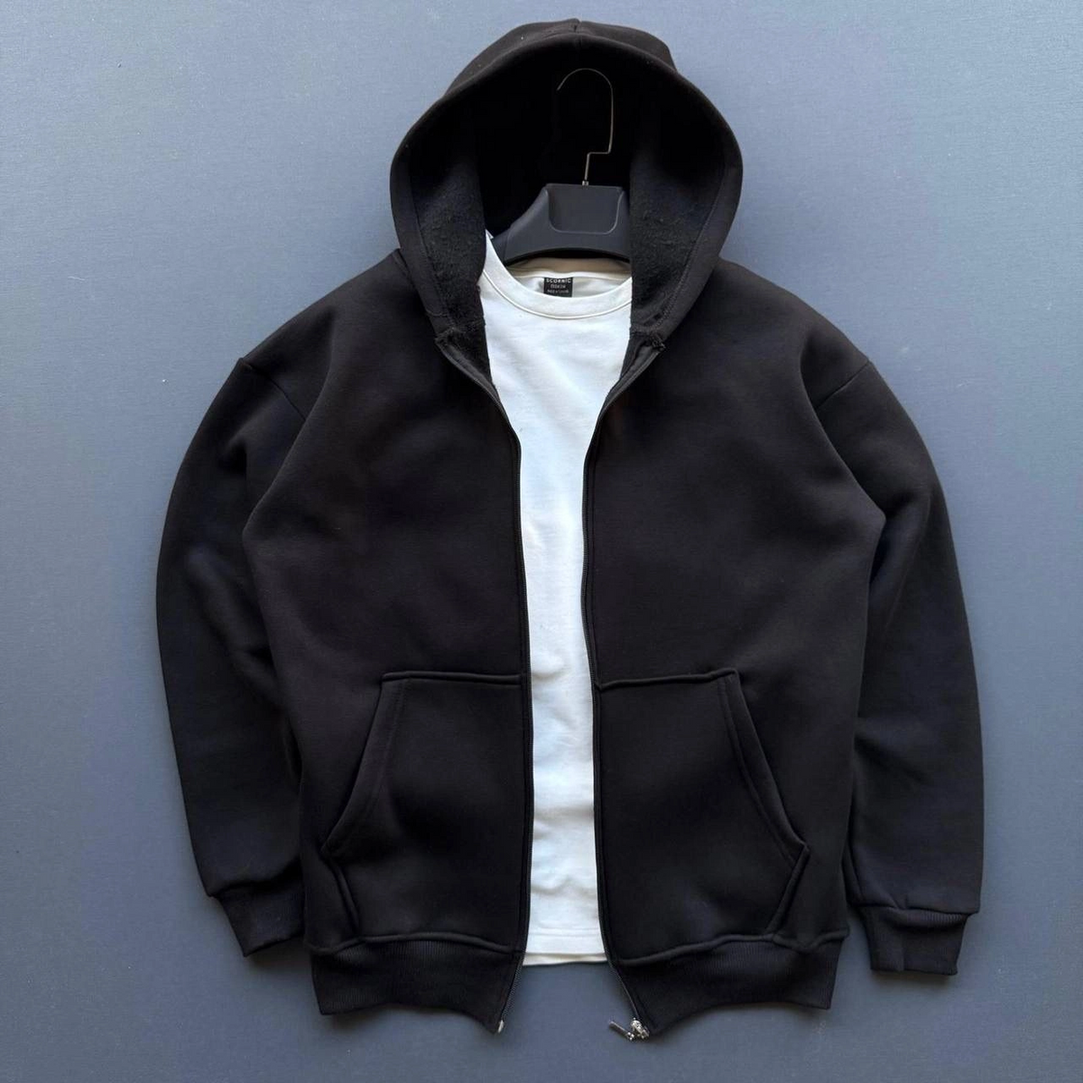 Kadın 3 İplik Şardonlu Tam Fermuarlı Kapüşonlu Arka Çanta Detaylı Sweatshirt - Siyah