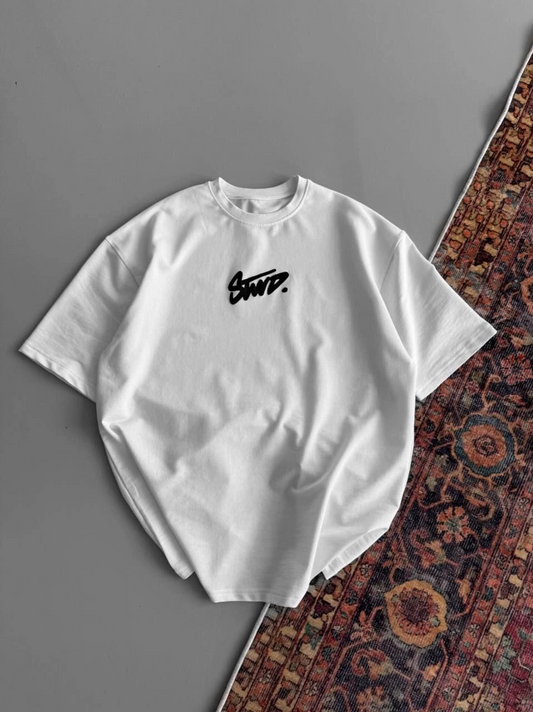 Baskılı Oversize T-shirt - Beyaz -