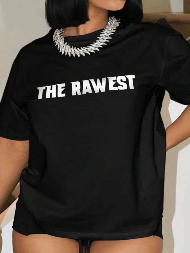 Baskılı Oversize T-shirt - Siyah -