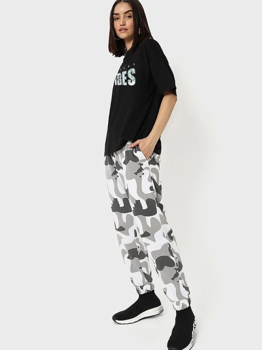 Baskılı Oversize T-shirt - Siyah -