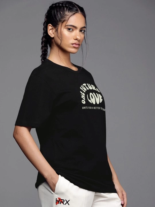Baskılı Oversize T-shirt - Siyah -