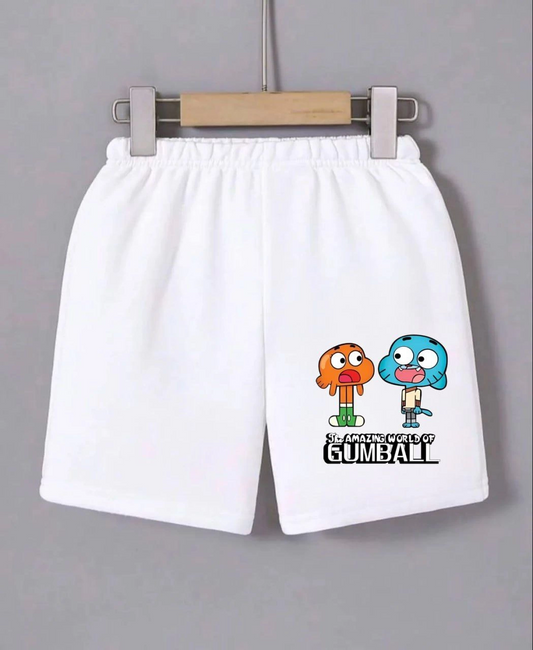 Beli Lastikli Baskılı Mini Şort - Beyaz -