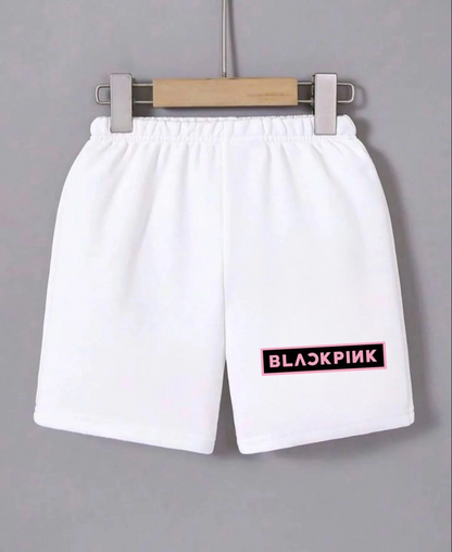 Beli Lastikli Baskılı Mini Şort - Beyaz -