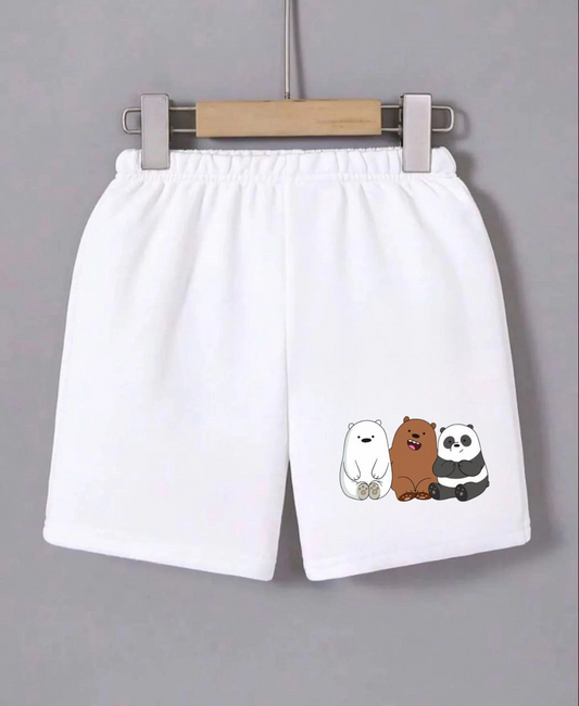 Beli Lastikli Baskılı Mini Şort - Beyaz -