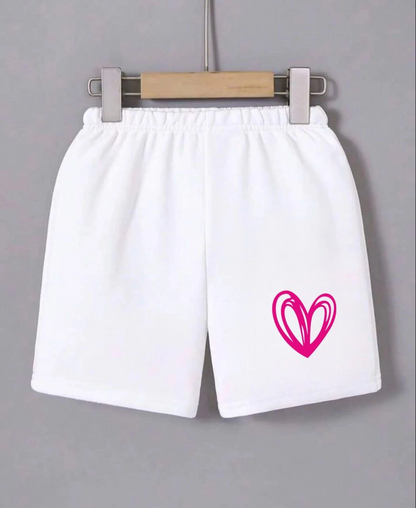 Beli Lastikli Baskılı Mini Şort - Beyaz -