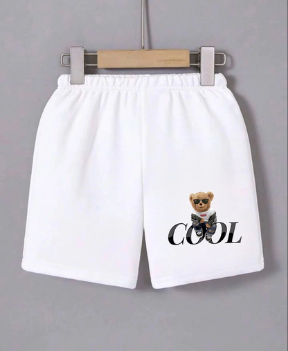 Beli Lastikli Baskılı Mini Şort - Beyaz -