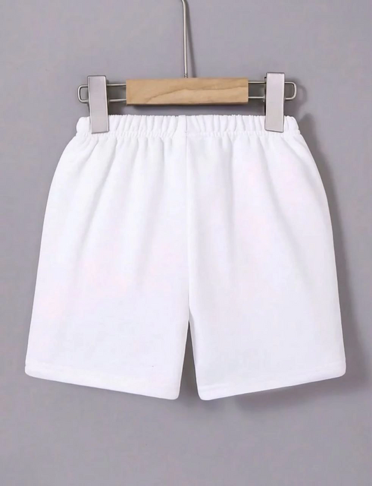 Beli Lastikli Mini Düz Şort - Beyaz -