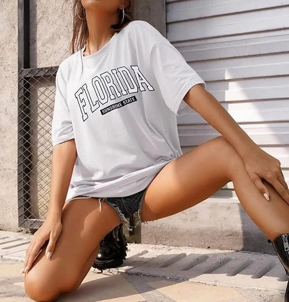 Bisiklet Yaka Baskılı T-shirt - Beyaz -