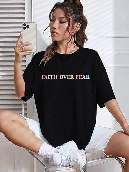 Bisiklet Yaka Baskılı T-shirt - Siyah -