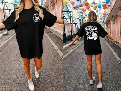 Bisiklet Yaka Baskılı T-shirt - Siyah -