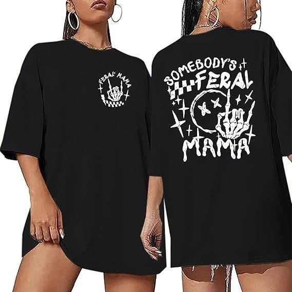 Bisiklet Yaka Baskılı T-shirt - Siyah -