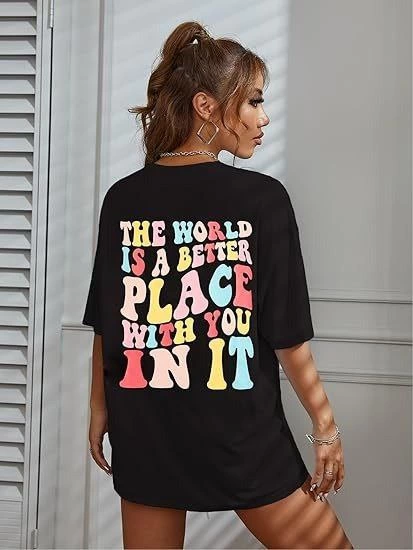 Bisiklet Yaka Baskılı T-shirt - Siyah -