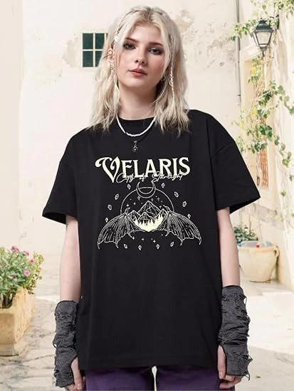 Bisiklet Yaka Baskılı T-shirt - Siyah -