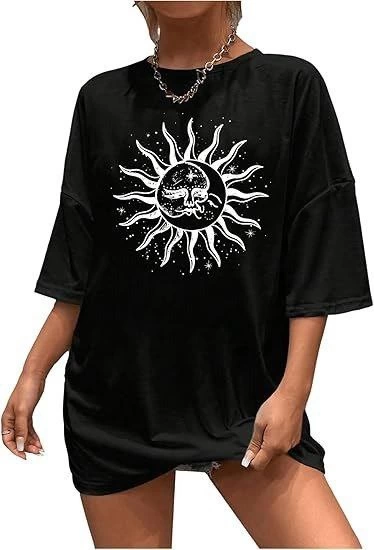 Bisiklet Yaka Baskılı T-shirt - Siyah -