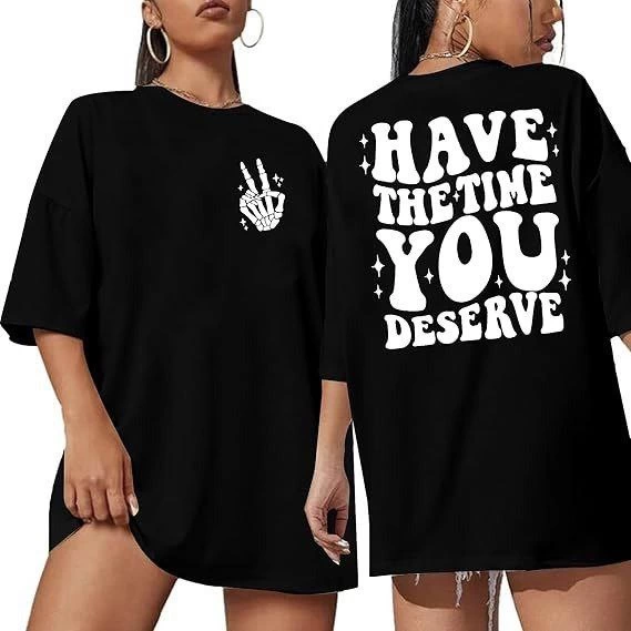 Bisiklet Yaka Kısa Kol Baskılı T-shirt - Siyah -