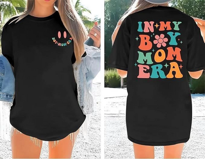 Bisiklet Yaka Kısa Kol Baskılı T-shirt - Siyah -