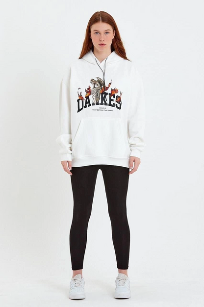 DANKES Baskılı Kapüşonlu Sweat - Beyaz -