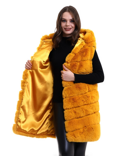 Reks Kapüşonlu Yelek - Sarı -