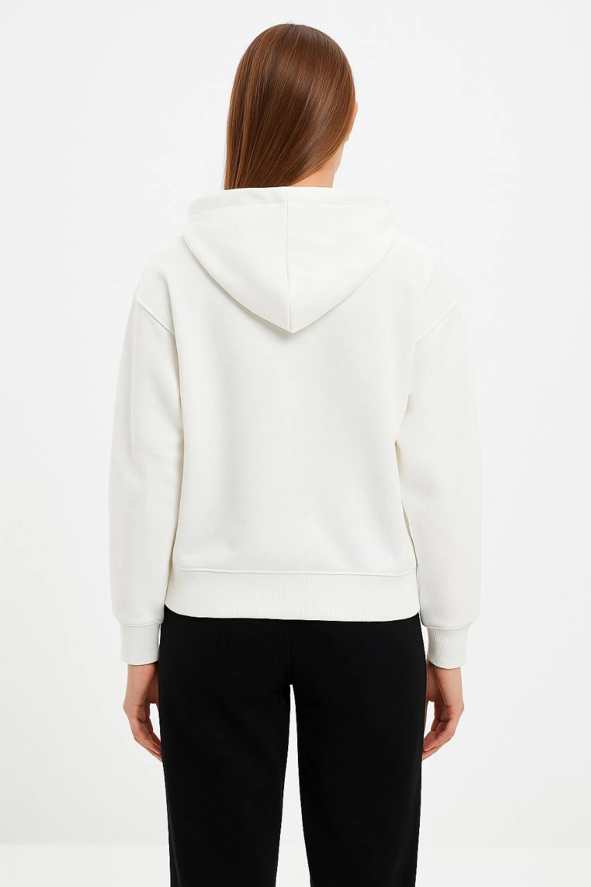 - Oversize Kapüşonlu Sweatshirt- Beyaz