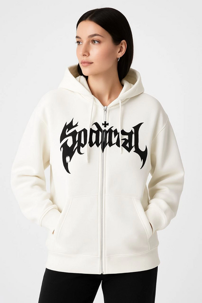 - Oversize Kapüşonlu Sweatshirt- Beyaz