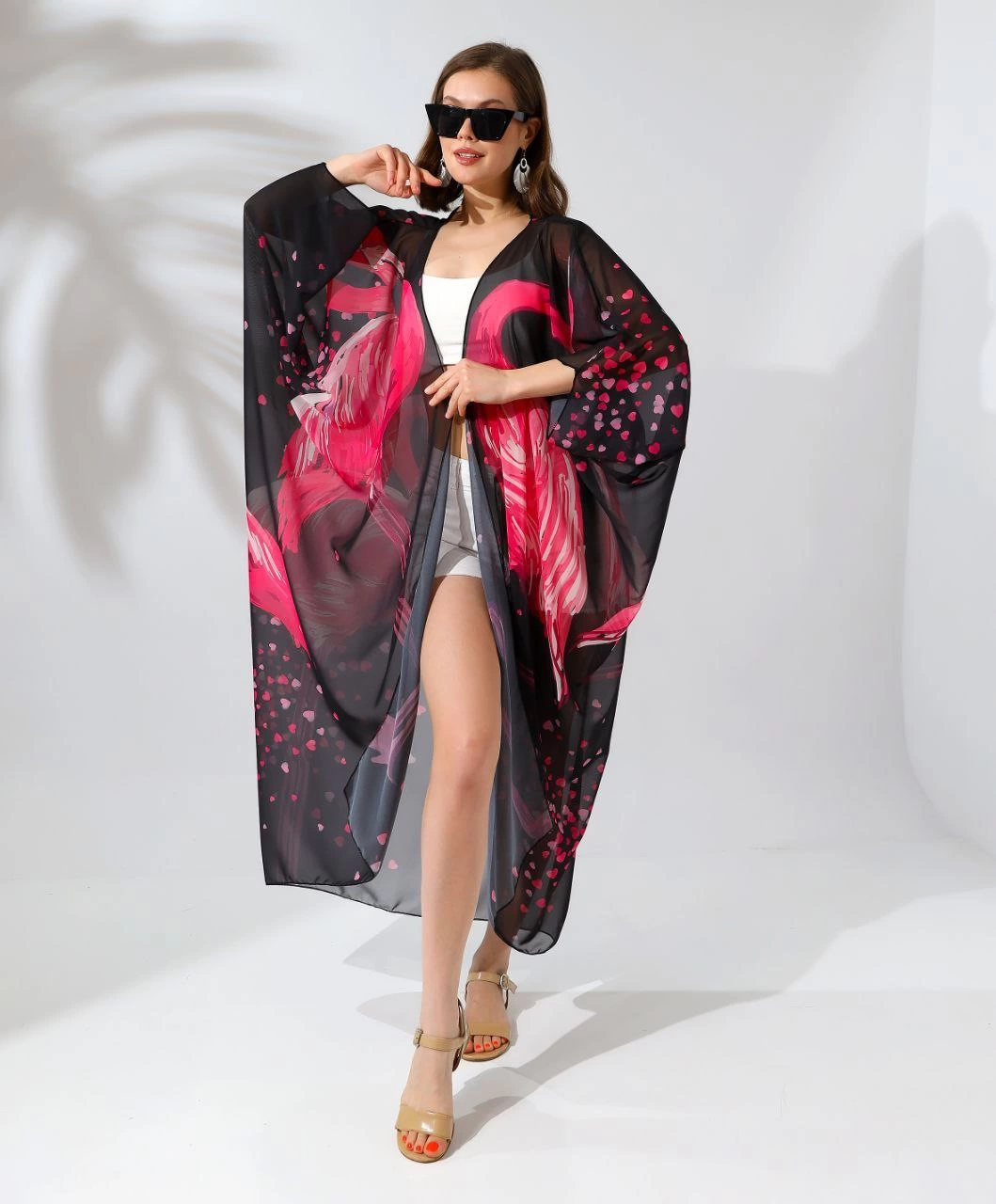 Rahat Kesim Şifon Kimono - Siyah -