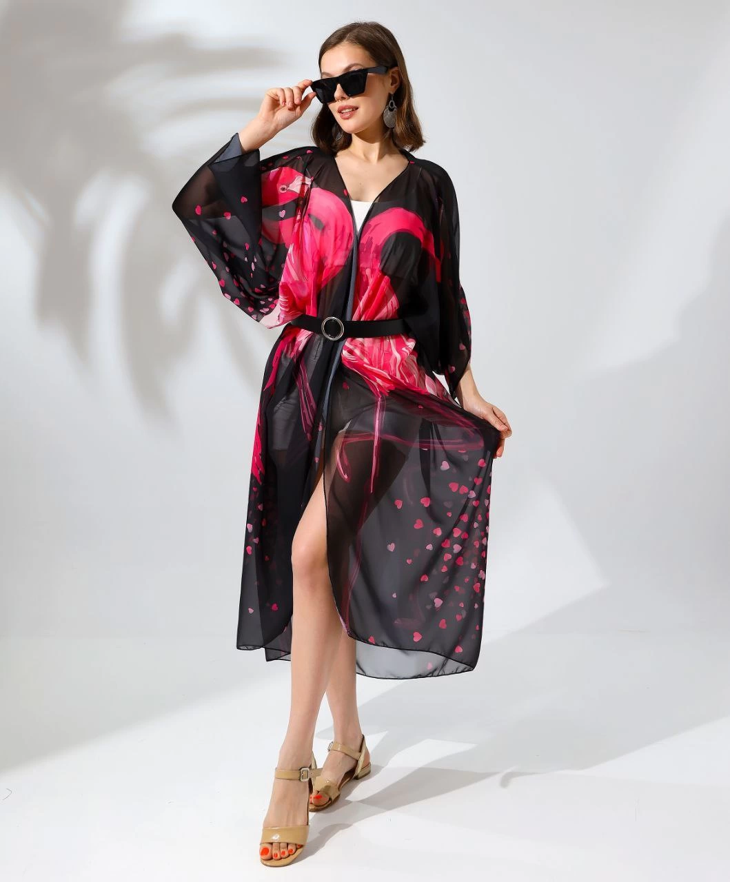 Rahat Kesim Şifon Kimono - Siyah -