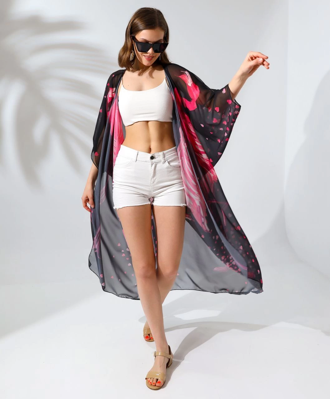 Rahat Kesim Şifon Kimono - Siyah -