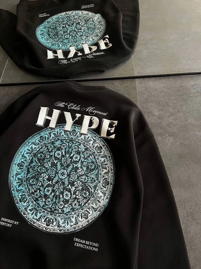 Üç İplik Bisiklet Yaka Baskılı SweatShirt - Siyah -