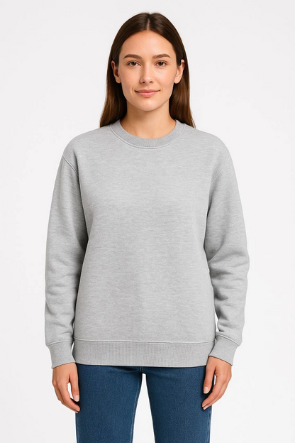 Üç İplik Düz Bisiklet Yaka SweatShirt - Gri -