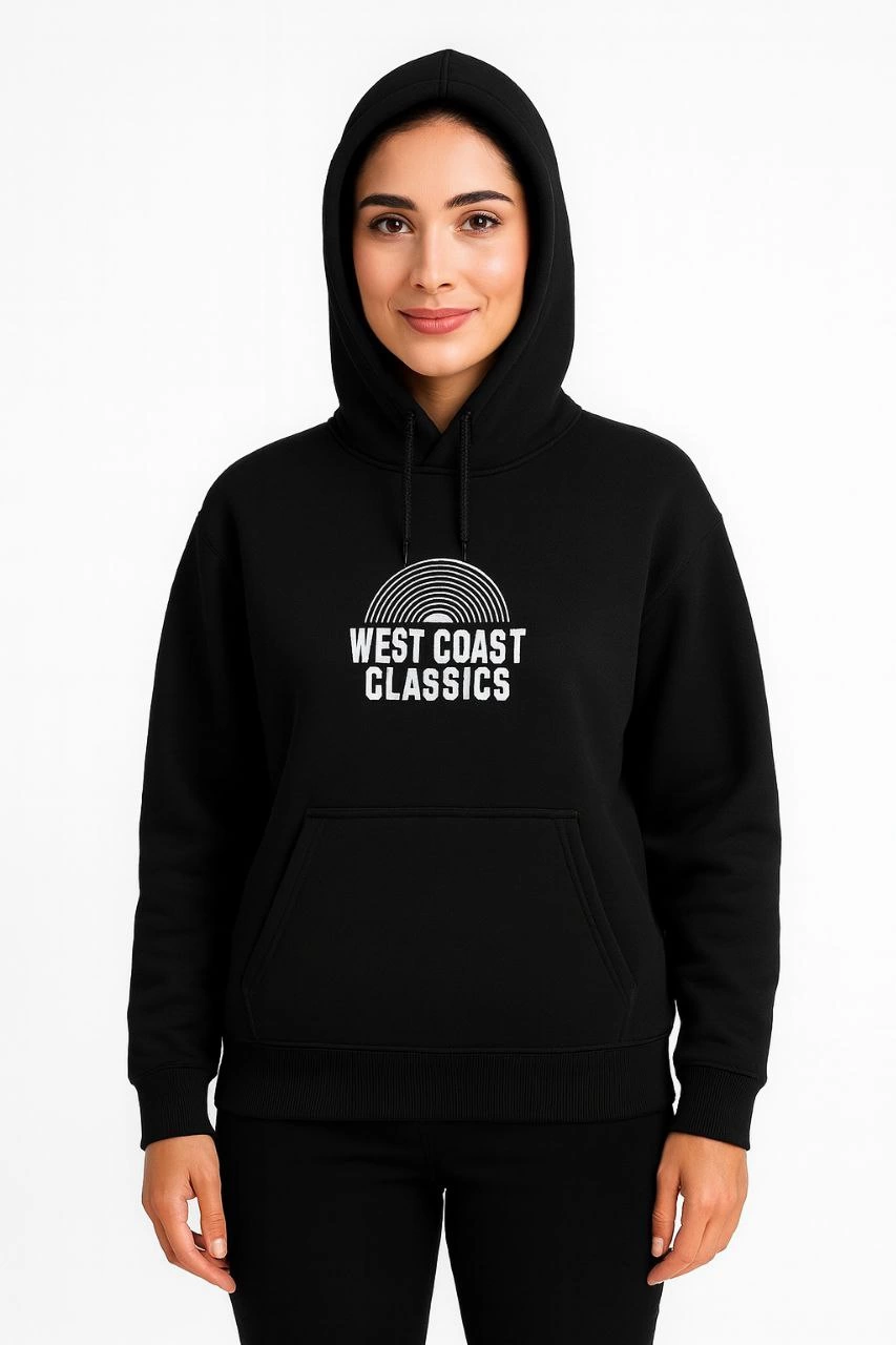 Kapşonlu Sweatshirt - Oversize'West Coast Classics' - Siyah -
