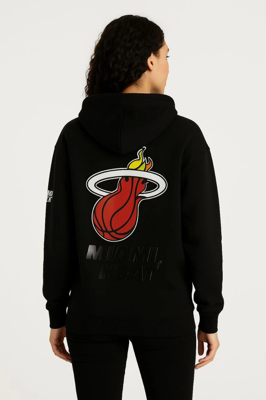 Üç İplik Kapüşonlu Ön ve Arka Baskılı SweatShirt hoodie - Siyah -