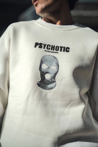 Kışlık Bisiklet Yaka Baskılı SweatShirt - Beyaz -