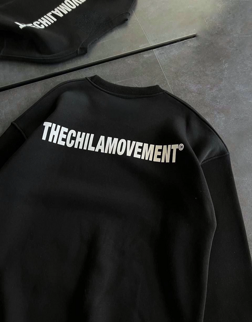 Kışlık Bisiklet Yaka Oversize Baskılı SweatShirt - Siyah -