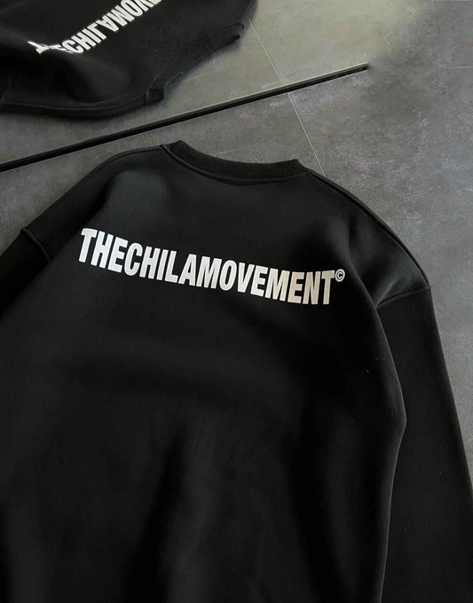 Kışlık Bisiklet Yaka Oversize Baskılı SweatShirt - Siyah -