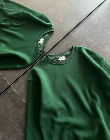 Kadın Kışlık Bisiklet Yaka Üç İplik Basic SweatShirt - Haki