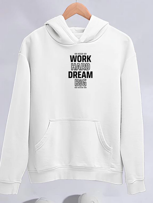 Kışlık Üç İplik Kapüşonlu SweatShirt - Beyaz -