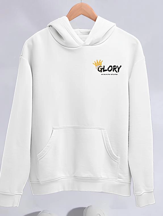 Kışlık Üç İplik Kapüşonlu SweatShirt - Beyaz -