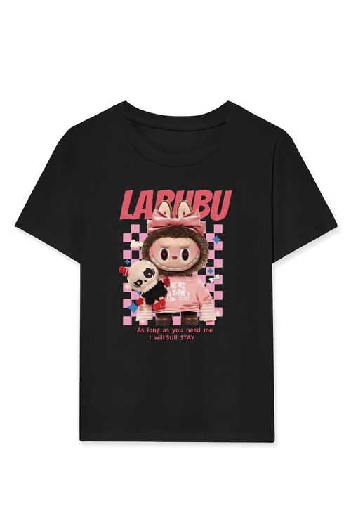 Labubu   Baskılı T-Shirt - Siyah -